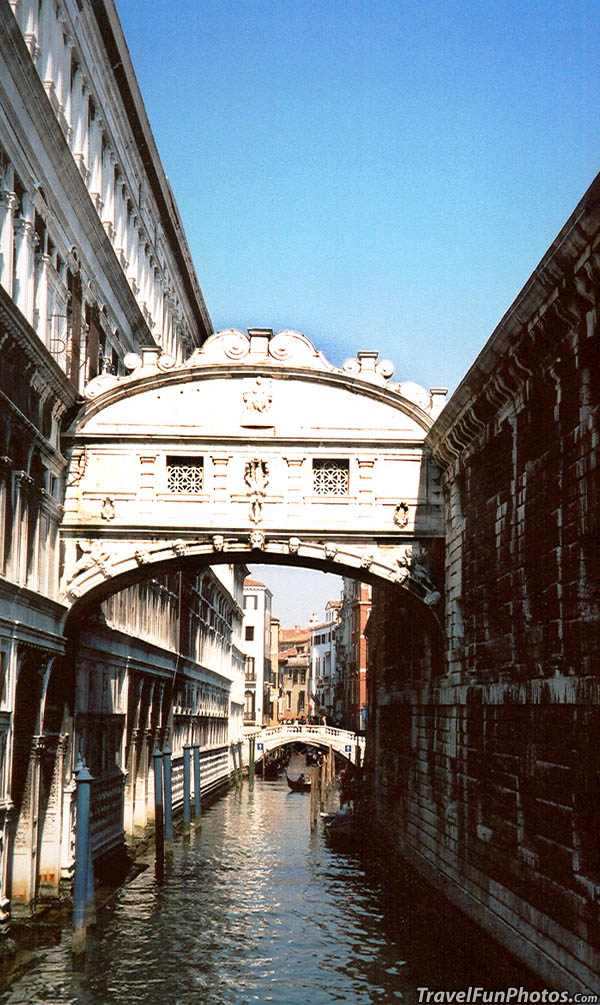 Canal & Bridge of Sighs in Venice Italy